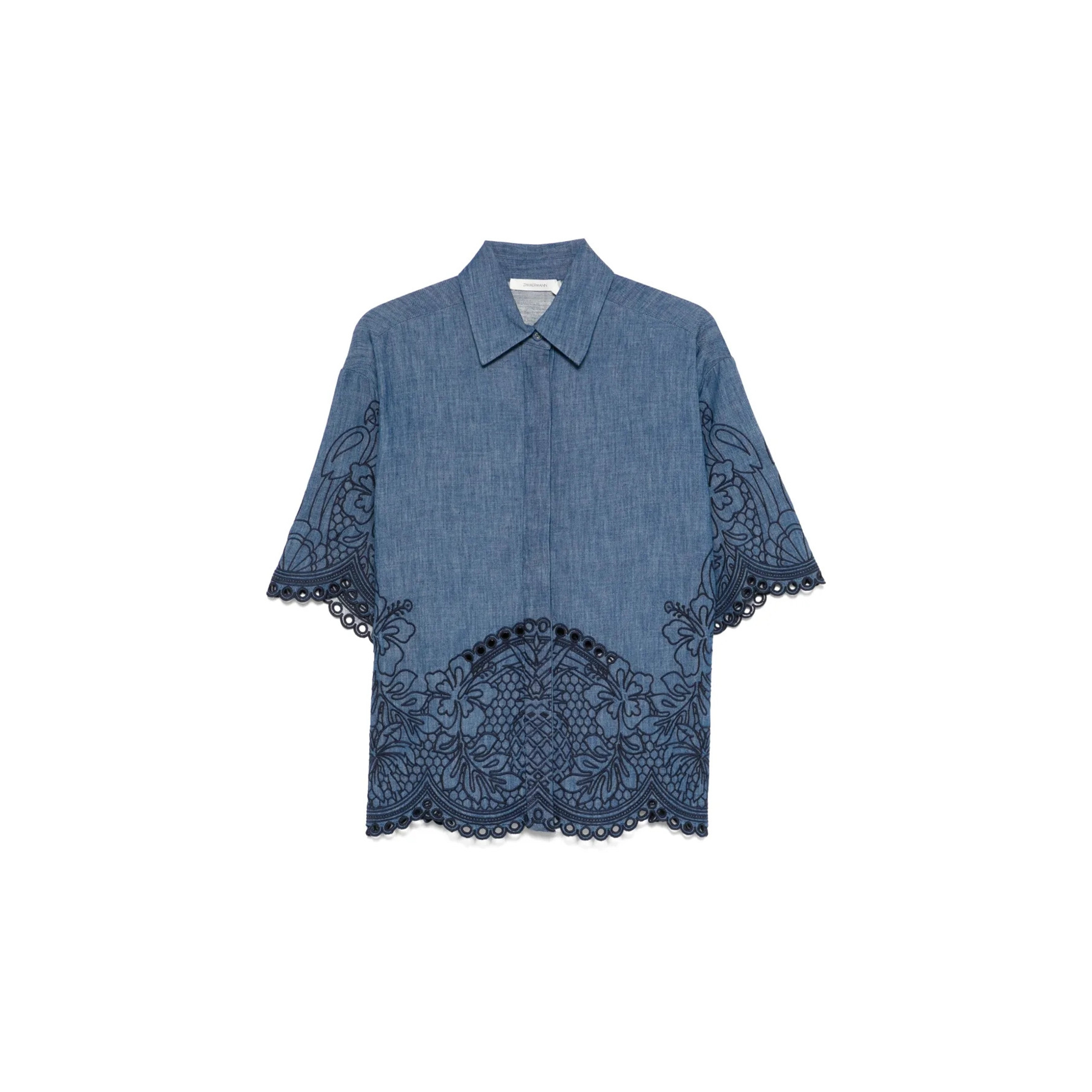 ZIMMERMANN COCO EMBROIDERED DENIM SHIRT 